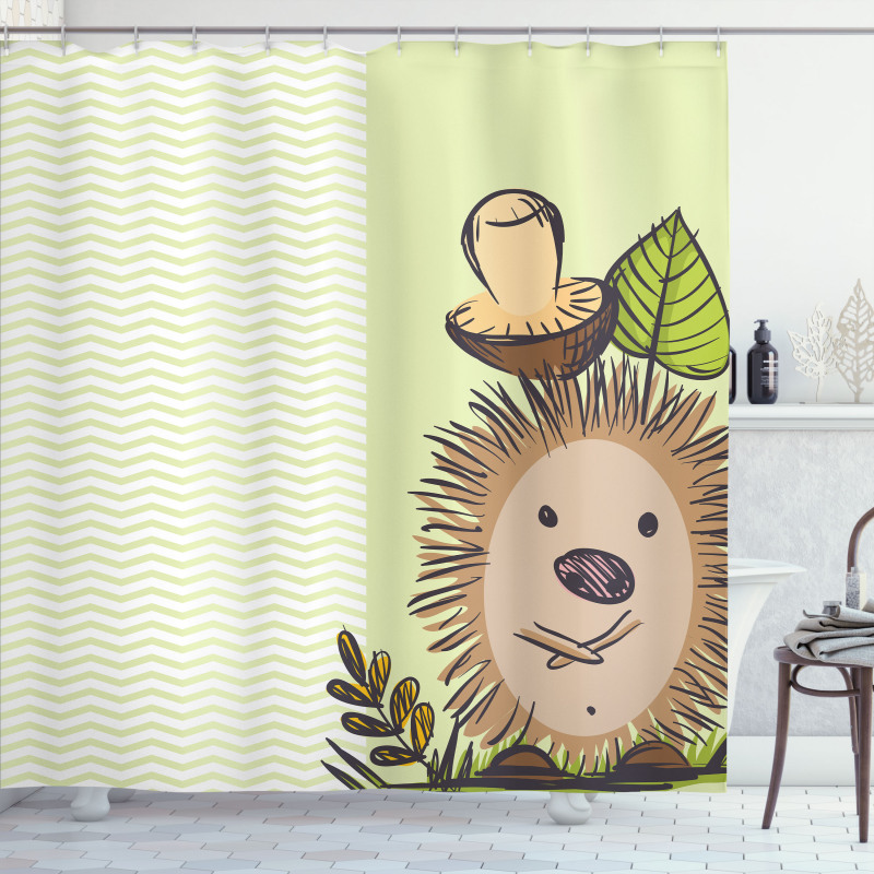 Hedgehog Chevron Shower Curtain