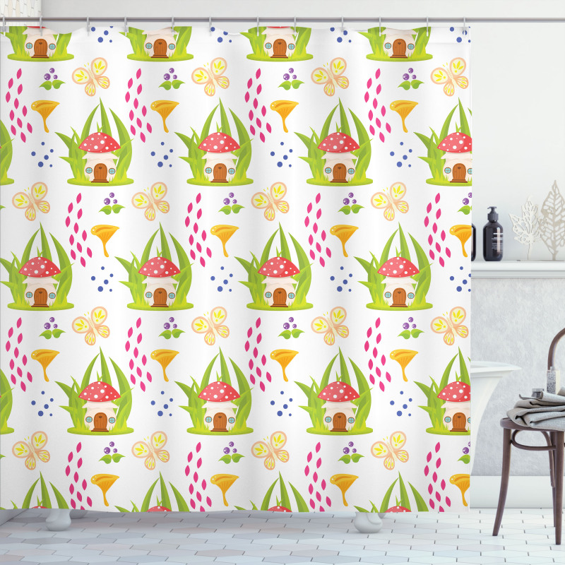 Spring Forest Toadstool Shower Curtain