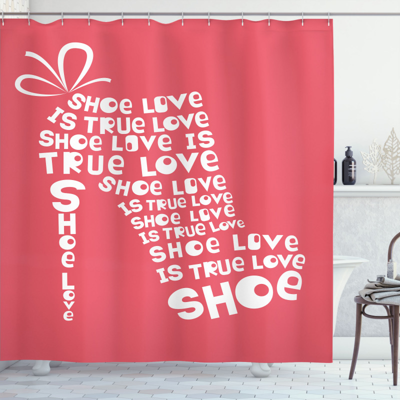 Woman Shoes Coral Words Shower Curtain