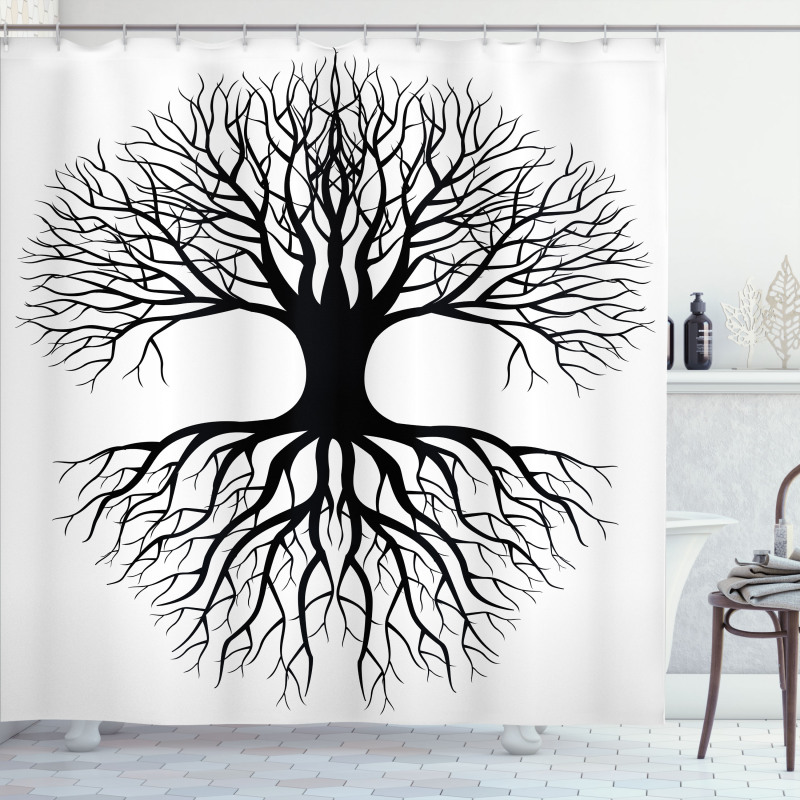 Roots Branch Leafless Shower Curtain
