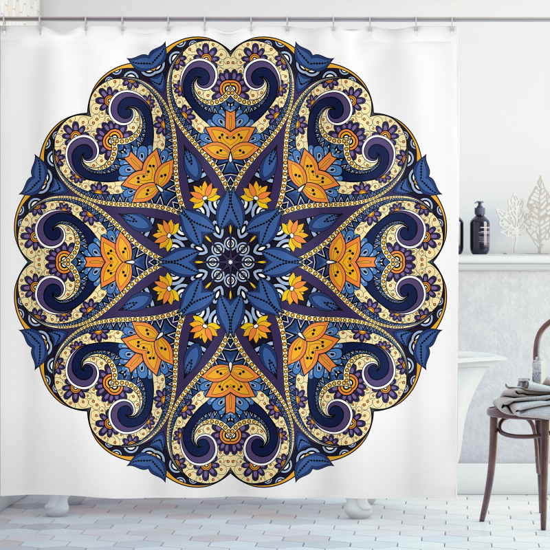 Floral Mandala Motif Shower Curtain