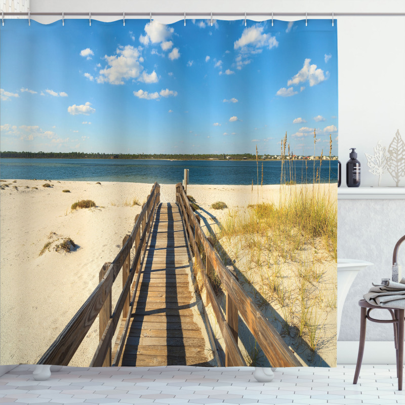 Perdido Beach Long Pier Shower Curtain