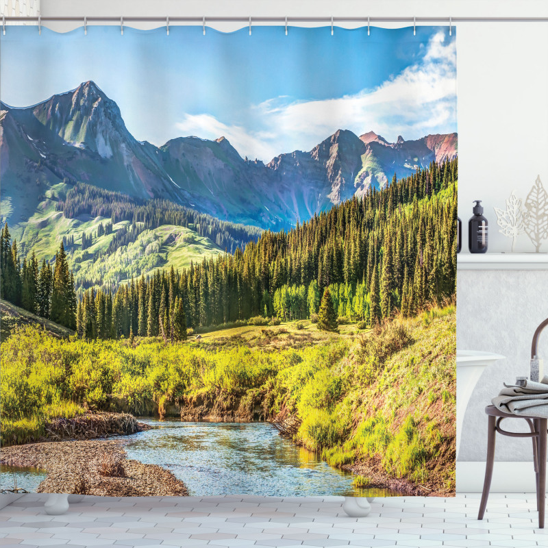 Mountain Forest River Shower Curtain