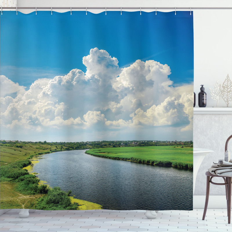 Clouds River Meadows Shower Curtain