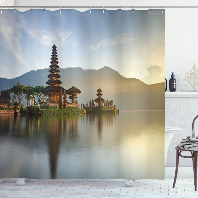 Pura Ulun Danu Building Asia Shower Curtain