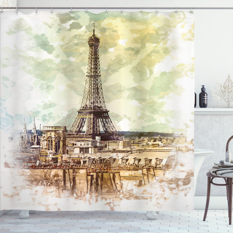 Eiffel Tower Skyline Shower Curtain