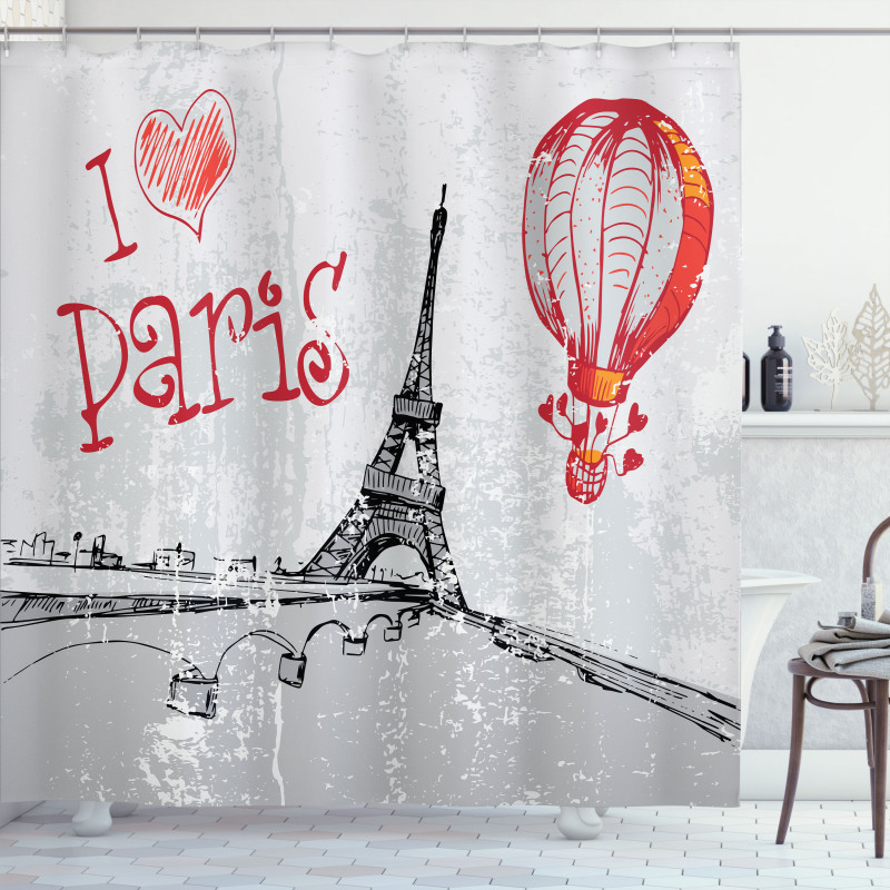 Paris Hot Air Balloon Shower Curtain