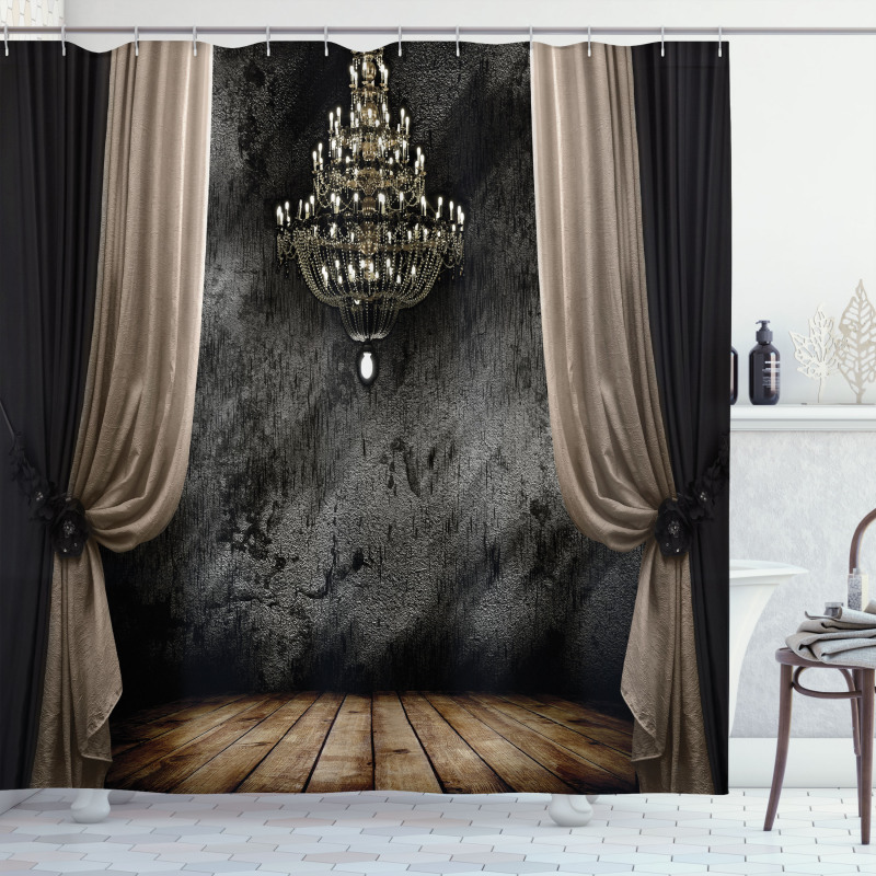 Dark Ball Room Chandelier Shower Curtain