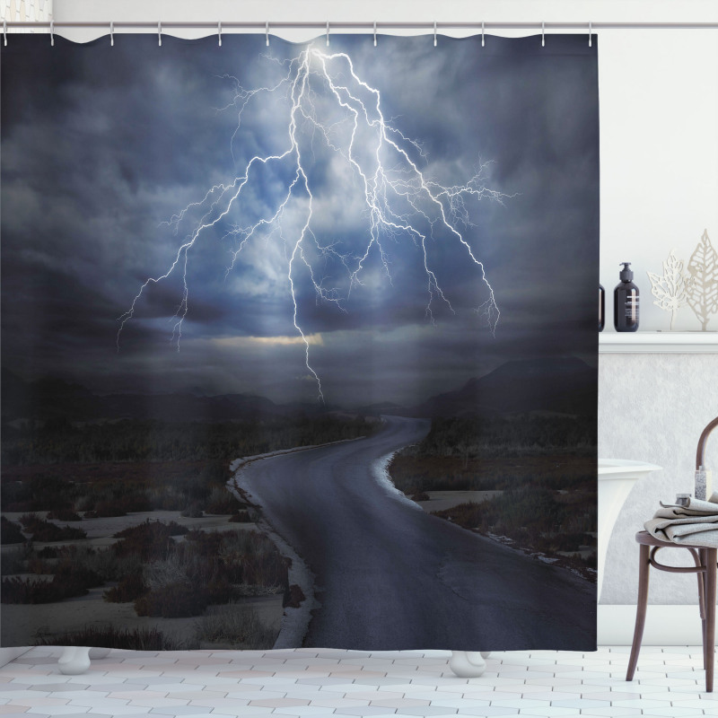 Thunderstorm over Road Shower Curtain