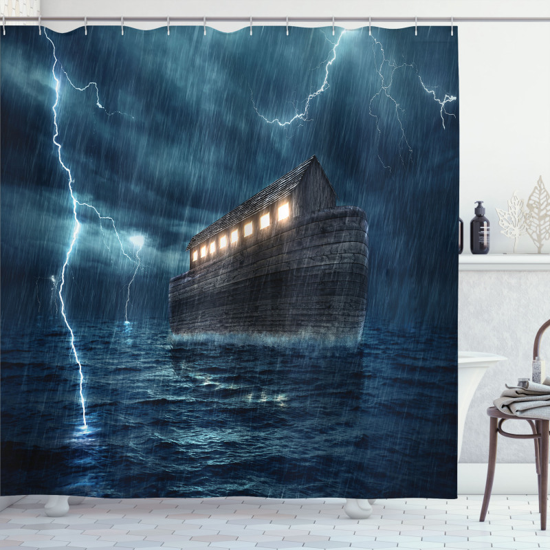Old Wood Boat Dramatic Shower Curtain