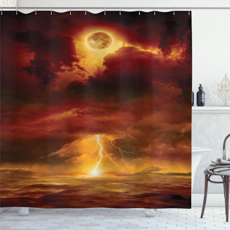 Storm Full Moon Beams Shower Curtain