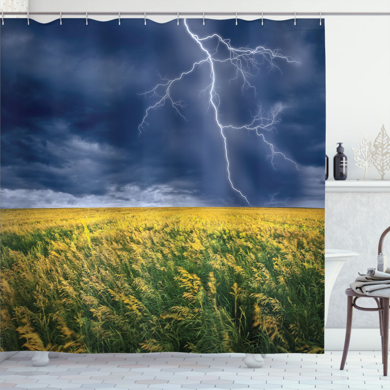 Thunder Bolt Rural Field Shower Curtain
