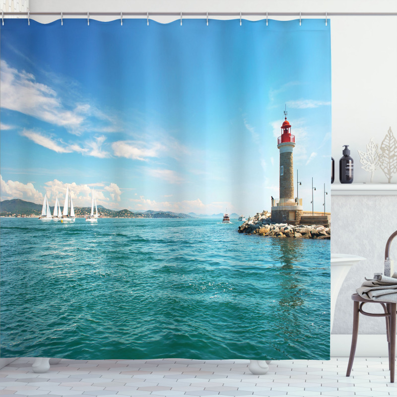 Sunny Day by the Sea Shower Curtain
