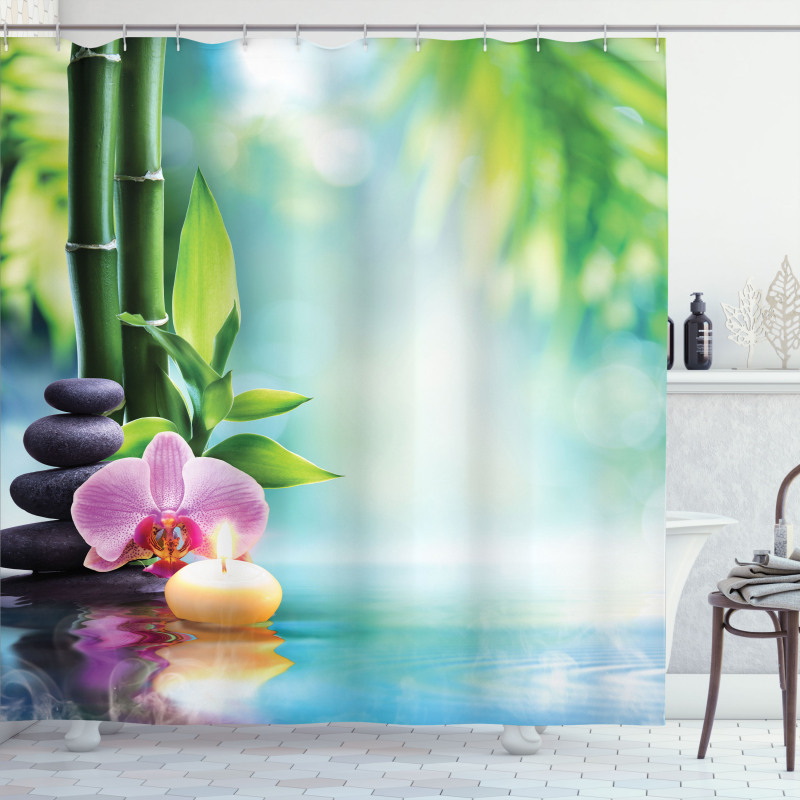 Candle Bamboo Tranquility Shower Curtain