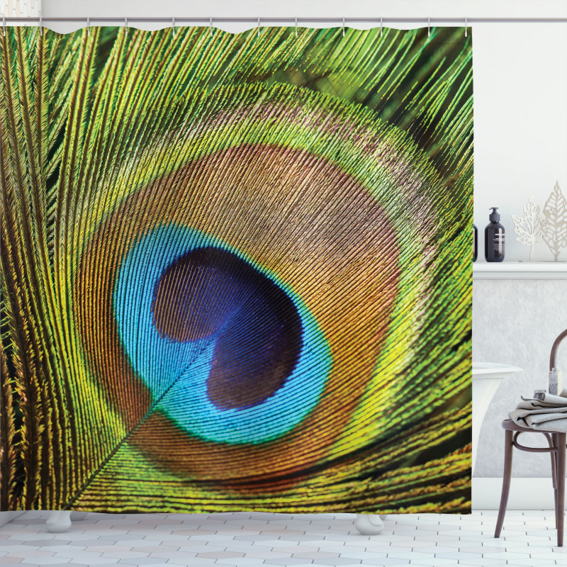 Green Peacock Feathers Shower Curtain