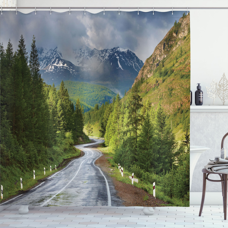 Mountain Landscape Road Shower Curtain