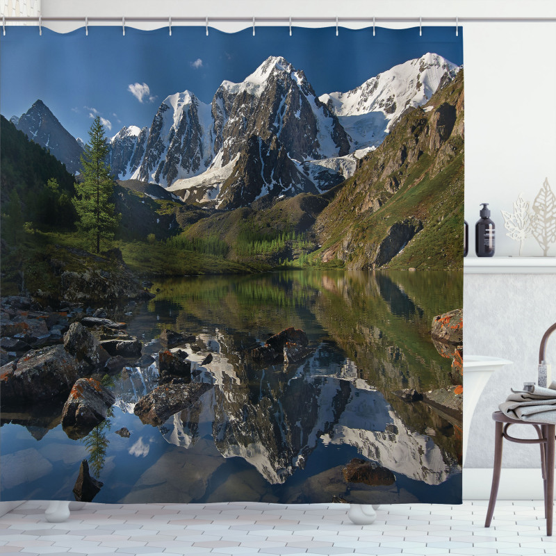 Pastoral Snowy Alps Shower Curtain