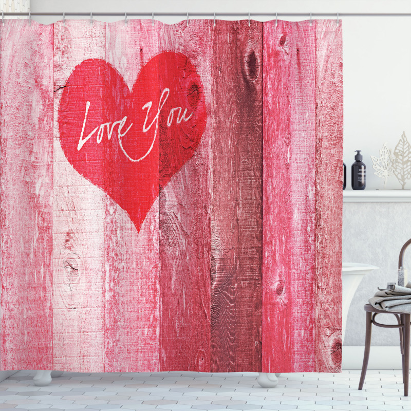 Heart on Wooden Board Shower Curtain