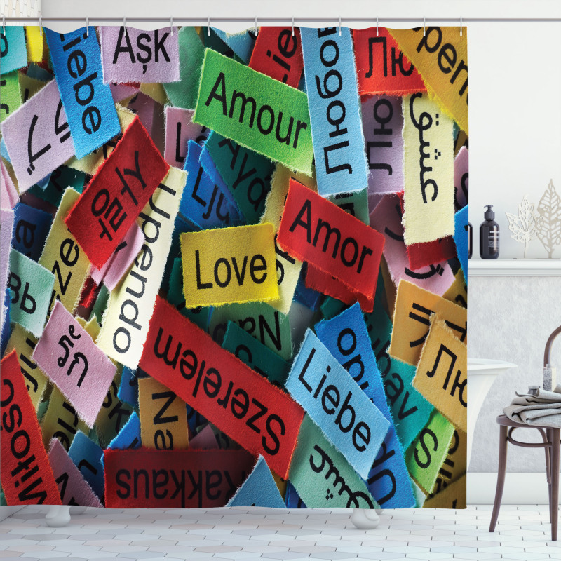 Words Composition Love Shower Curtain