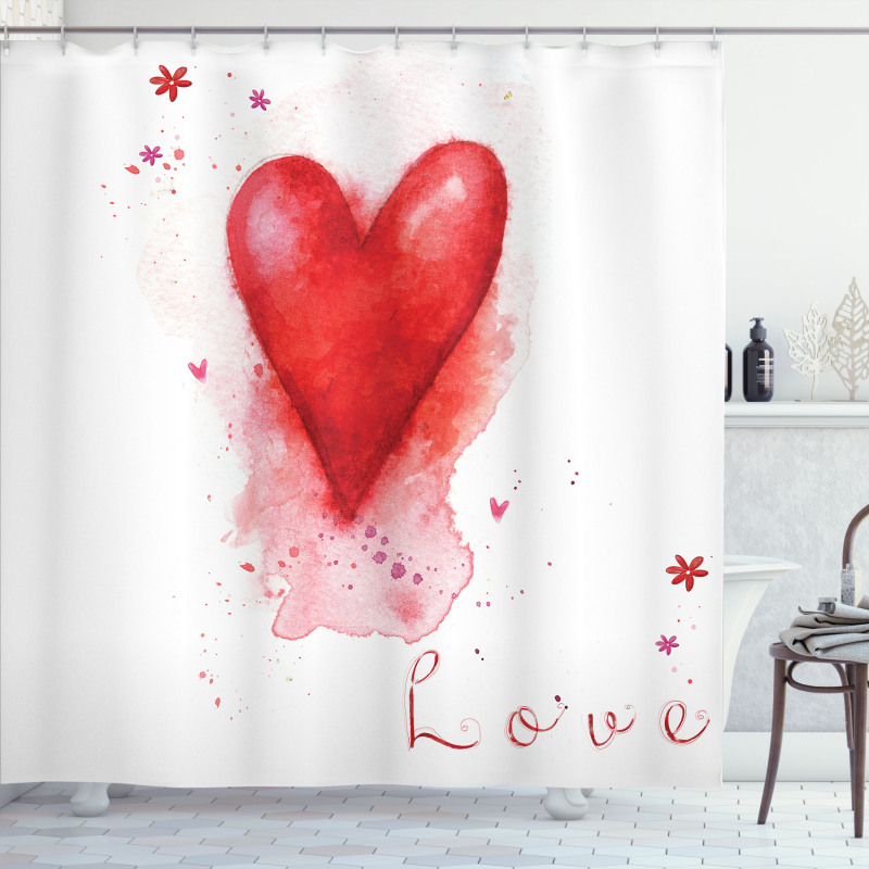 Watercolor Effect Heart Shower Curtain