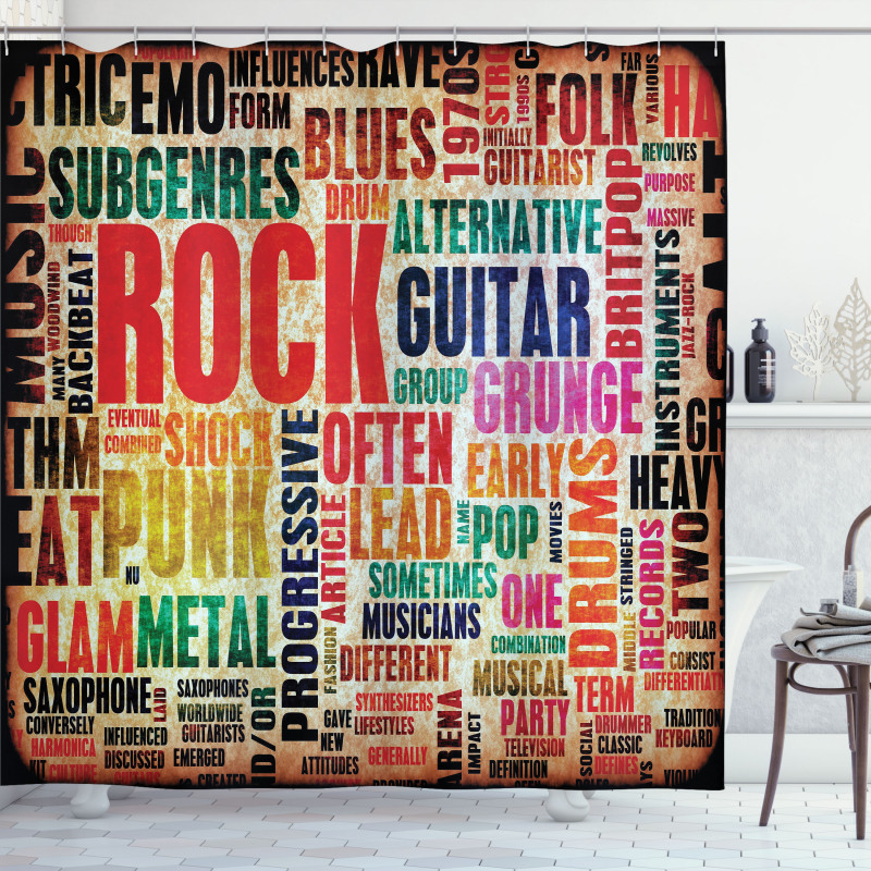 Music Rock 'n' Roll Poster Shower Curtain