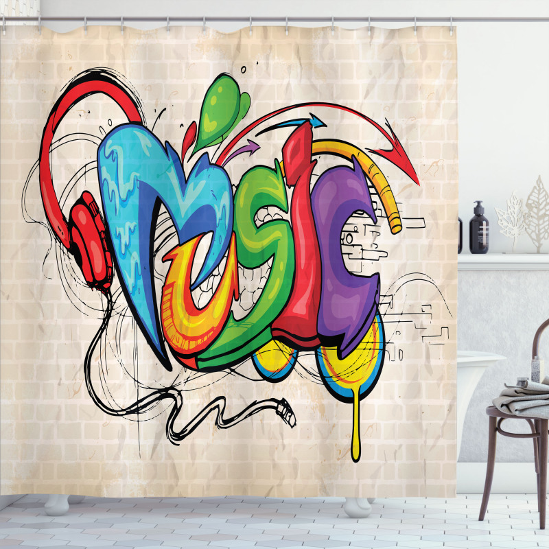 Music Graffiti Hip Hop Shower Curtain