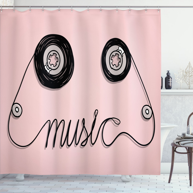 Music Cassette Tape Art Shower Curtain