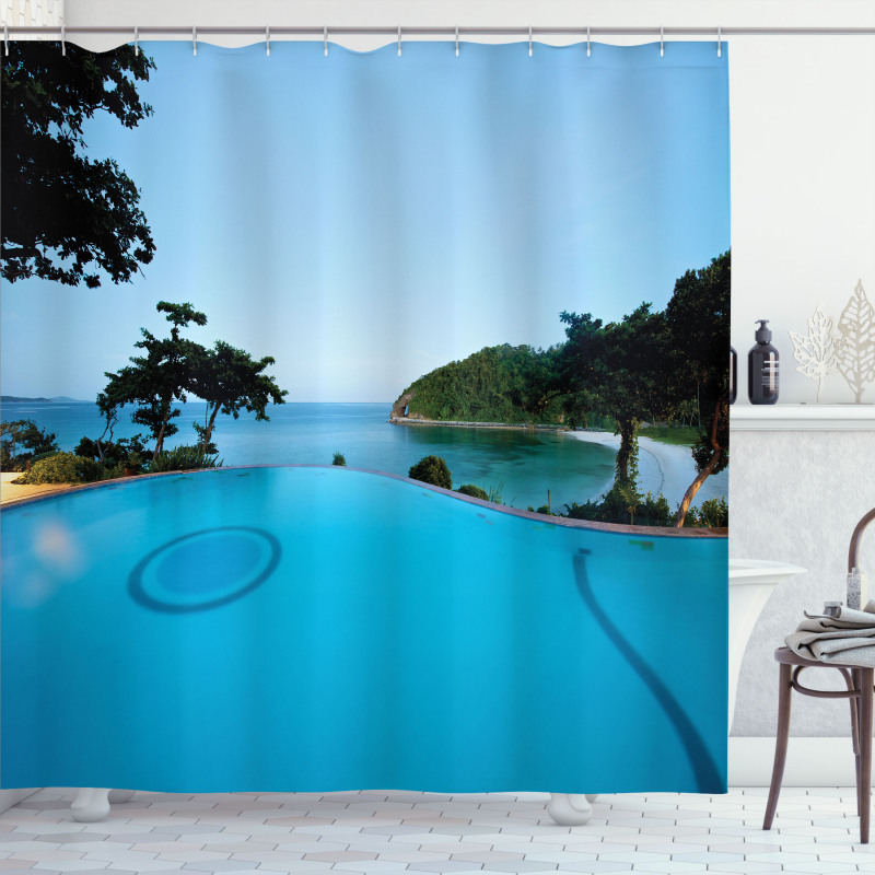 Pool Tropical Island Shower Curtain