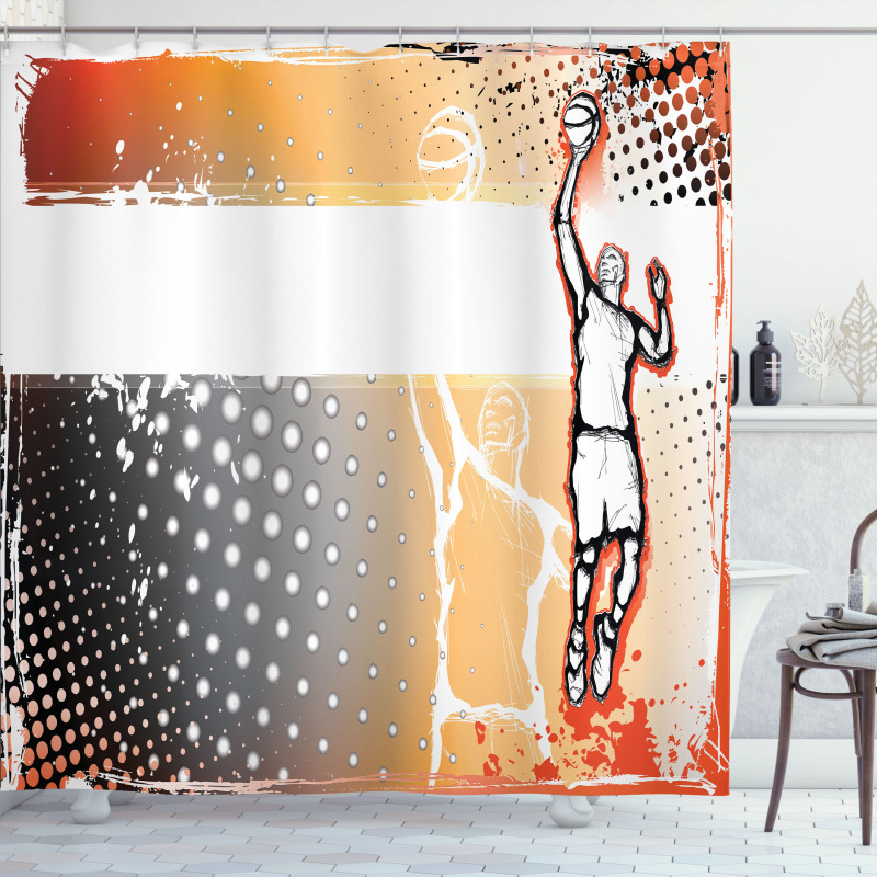 Basketball Doodle Art Shower Curtain