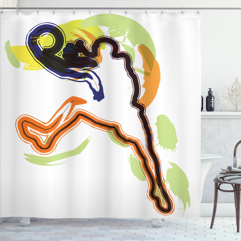 Man Playing Basketball Shower Curtain