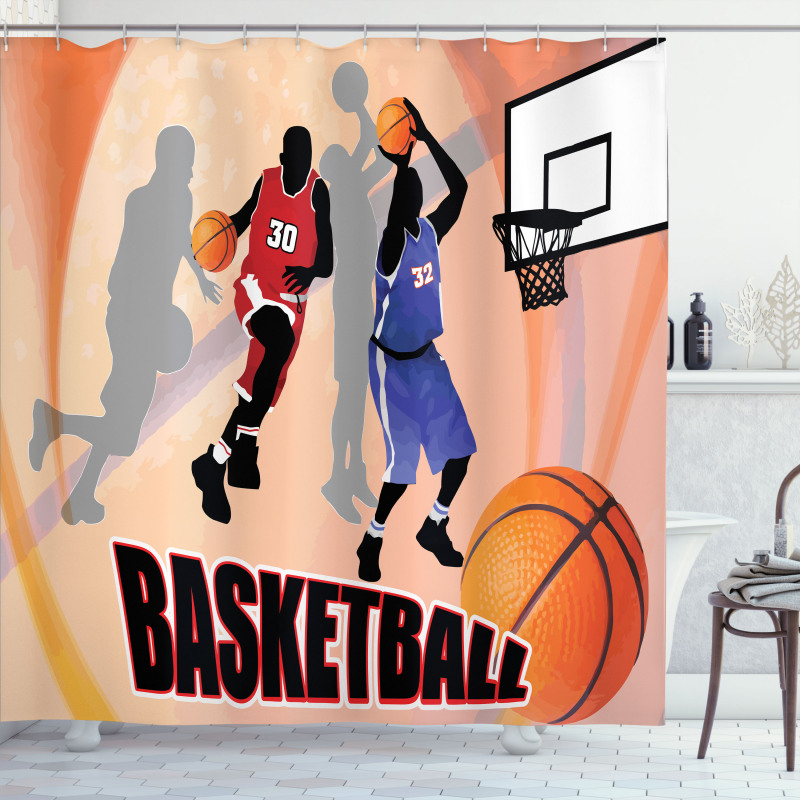 Vintage Basketball Art Shower Curtain