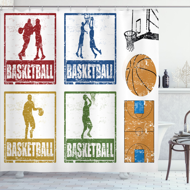 Grunge Basketball Sport Shower Curtain