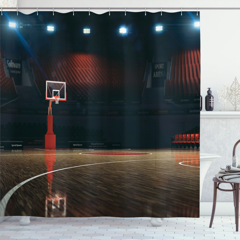 Empty Basketball Court Shower Curtain