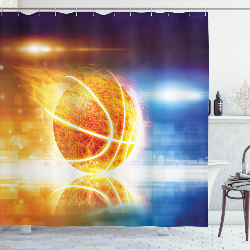 Burning Basketball Art Shower Curtain