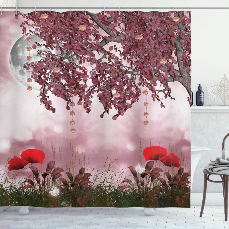 Dream Garden with Poppies Shower Curtain