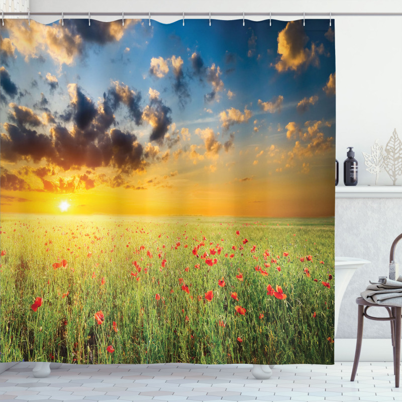 Sunset at Meadow Poppy Shower Curtain