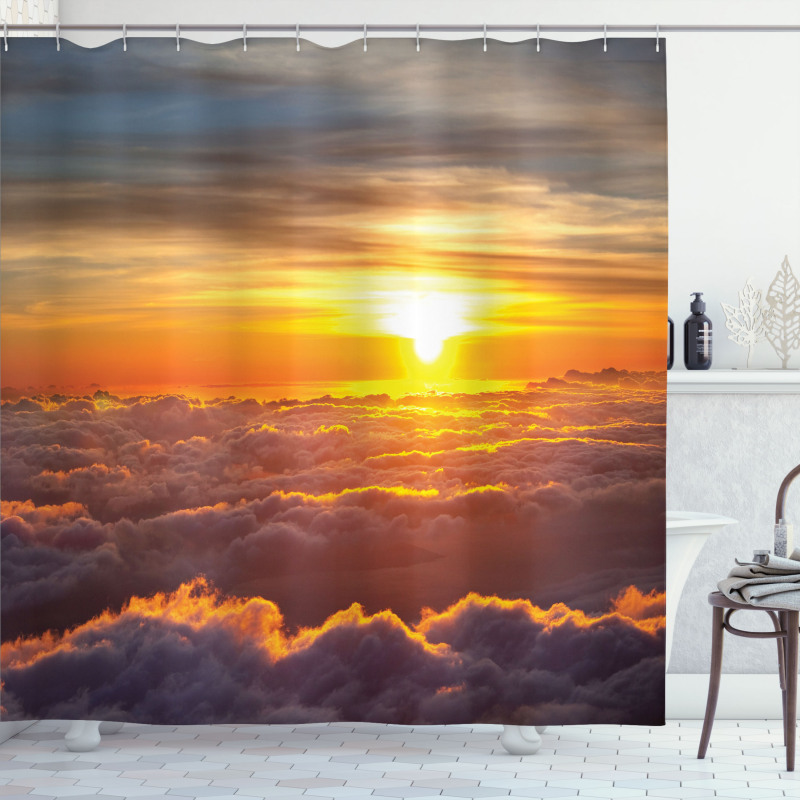 Sunset Scene on Clouds Shower Curtain