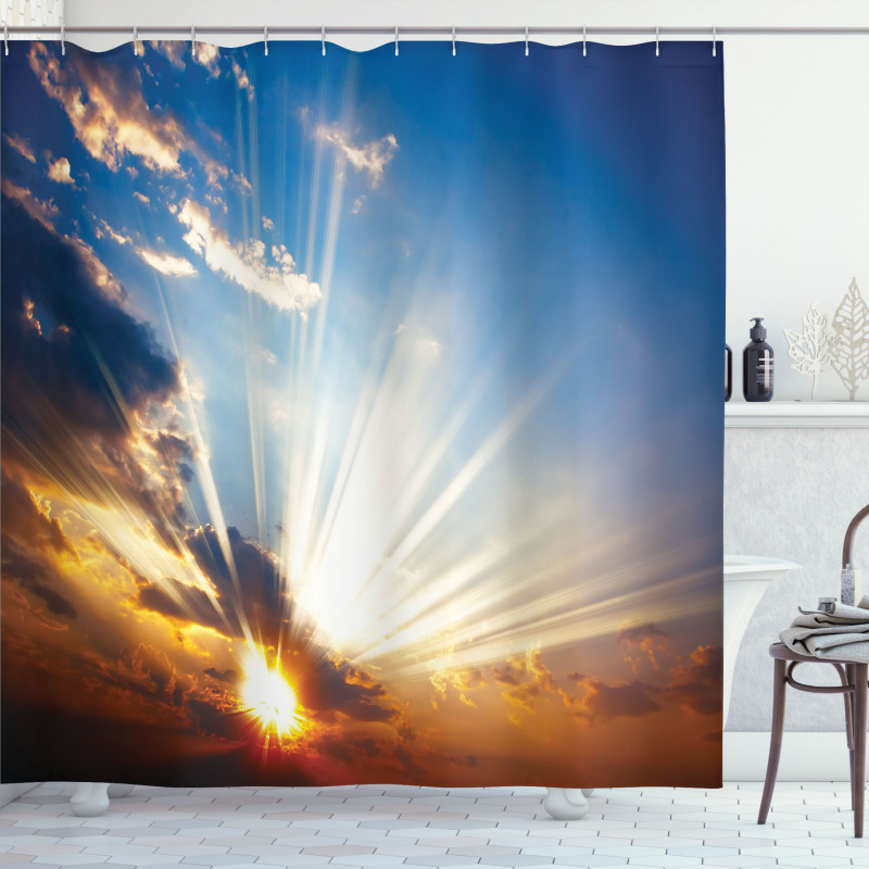 Sunbeams in Sky Scenery Shower Curtain