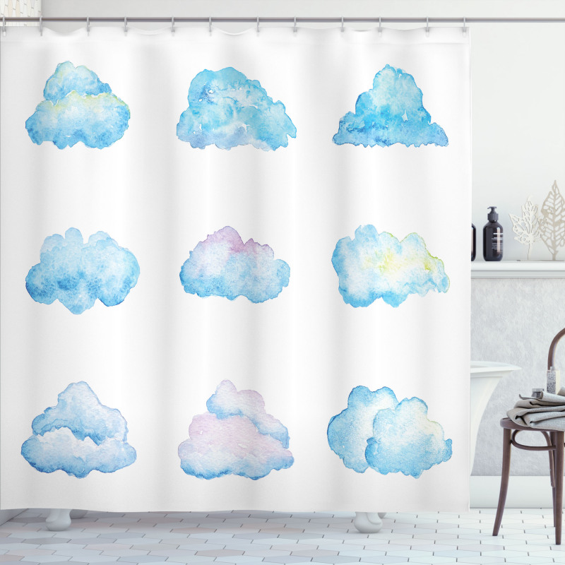 Cartoon Fluffy Clouds Shower Curtain