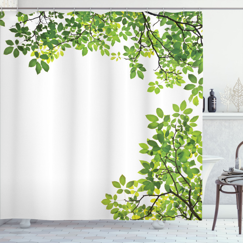 Fresh Branch with Leaves Shower Curtain