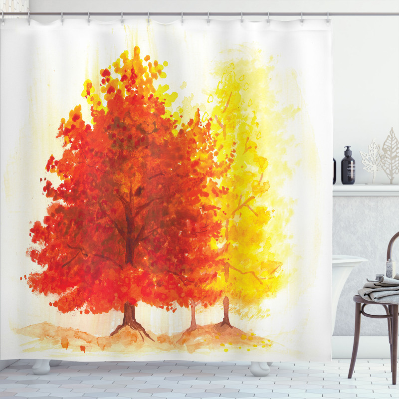 Fall Snowy Winter Pine Shower Curtain