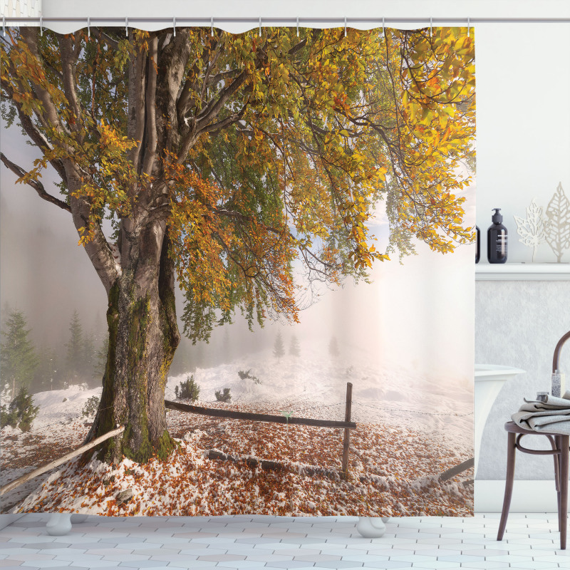 Snowy Nature Wintertime Shower Curtain
