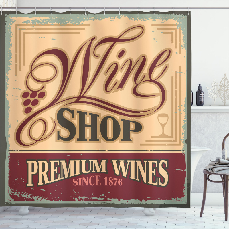 Old Wine Shop Sign Shower Curtain