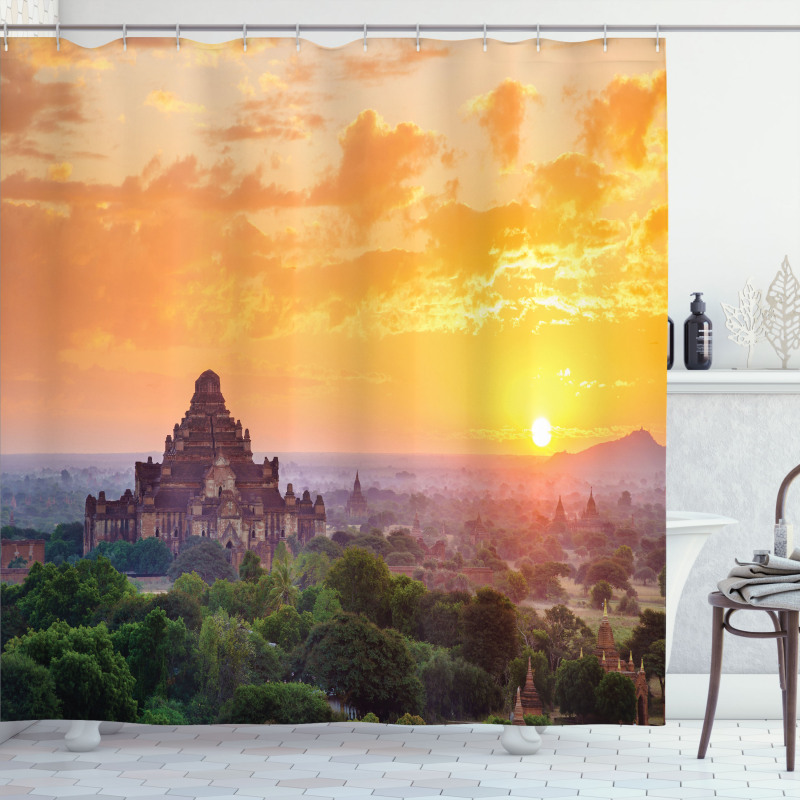 Building in Sunset Shower Curtain