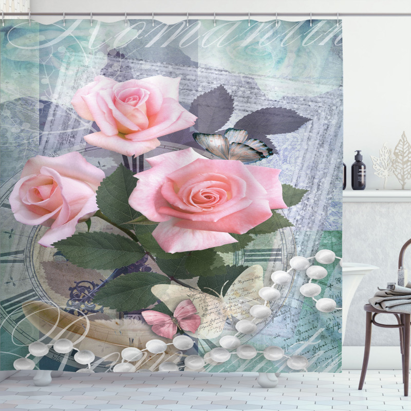 Vintage Rose Romance Shower Curtain