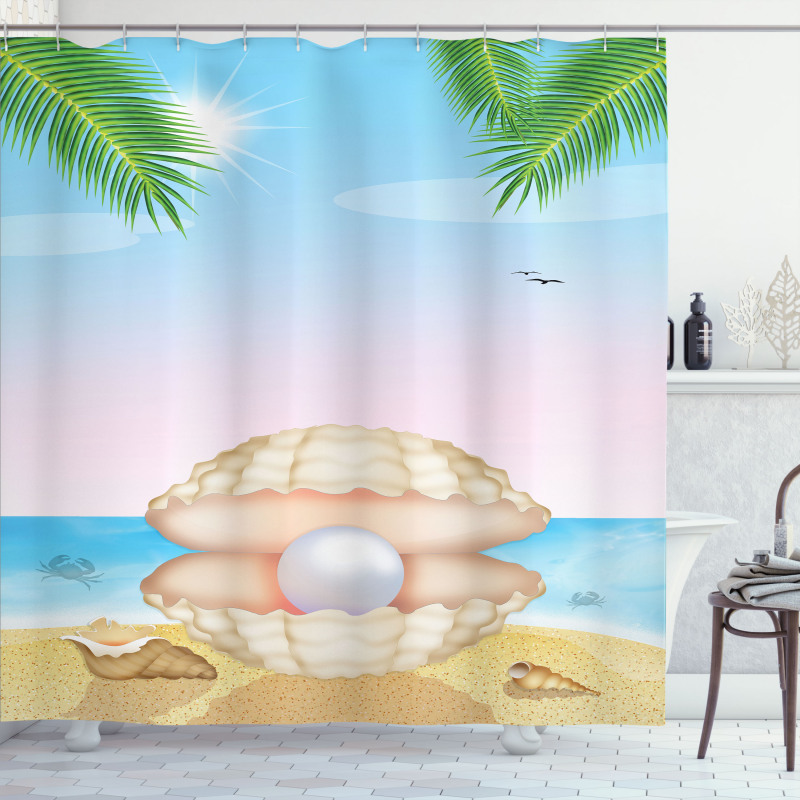 Shell on Sandy Beach Shower Curtain