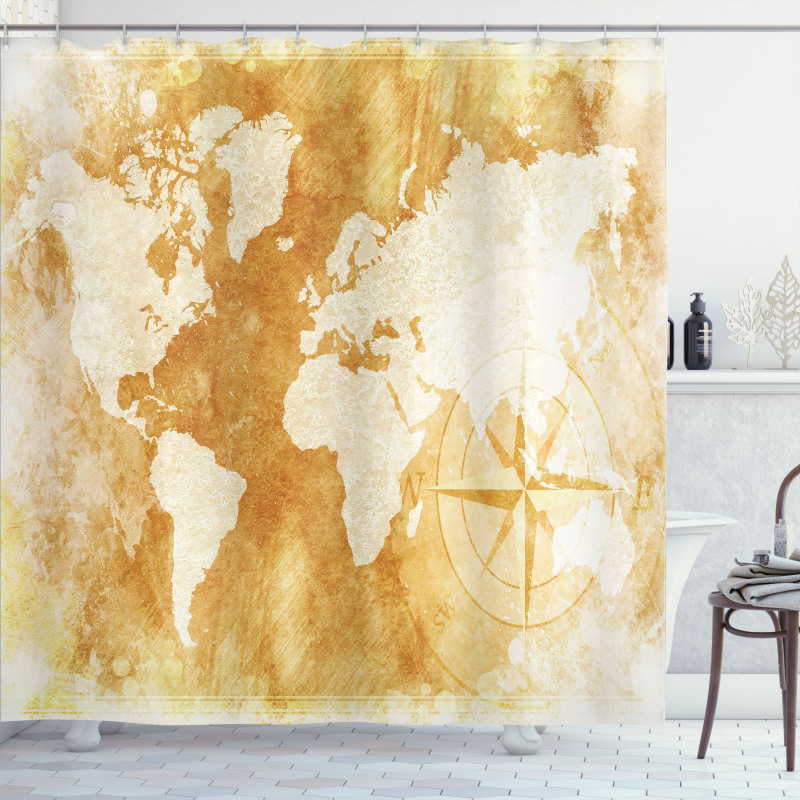 Old Fashioned World Map Shower Curtain