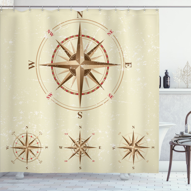 Compass Nautical Retro Shower Curtain