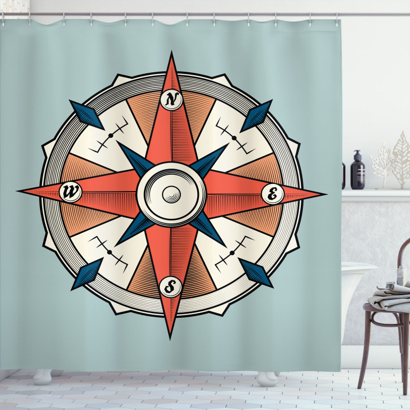 Cruise Compass Grunge Shower Curtain