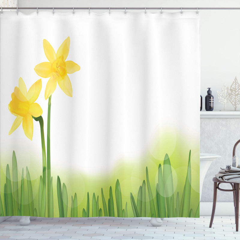 Daffodils with Grass Shower Curtain